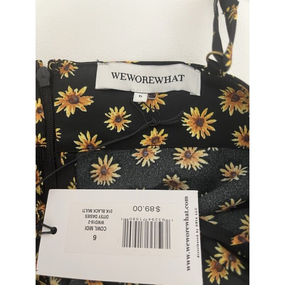 We Wore What Women Spaghetti Strap Cowl Neck Ditsy Dasies Midi Floral Dress 6 - Picture 6 of 15